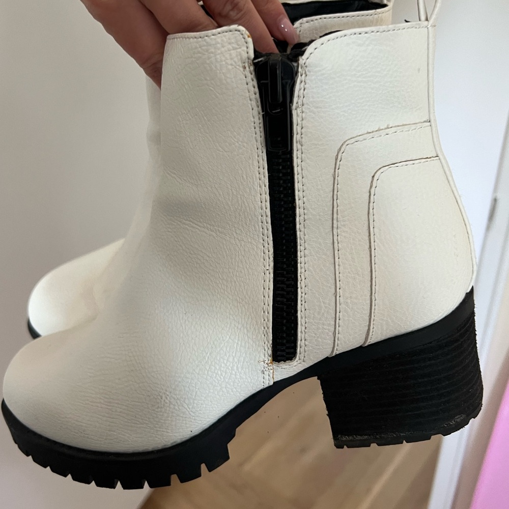 MIA white bootie, black sole
